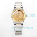 OM Factory Replica Omega Constellation Ladies 29MM Yellow Gold Bezel Yellow Gold Dial Watch